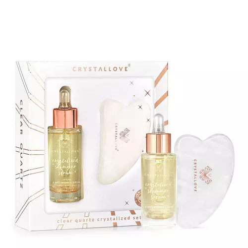 Crystallove - Clear Quartz Crystalized Set - Bergkristall-Gesichtsserum und Gua Sha-Stein - 30ml