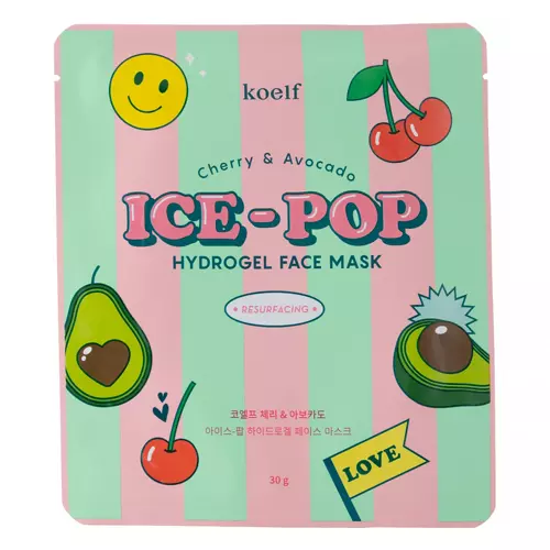 Petitfee - Koelf Cherry & Avocado ICE-POP Hydrogel Mask - Hydrogel Gesichtsmaske - 30g