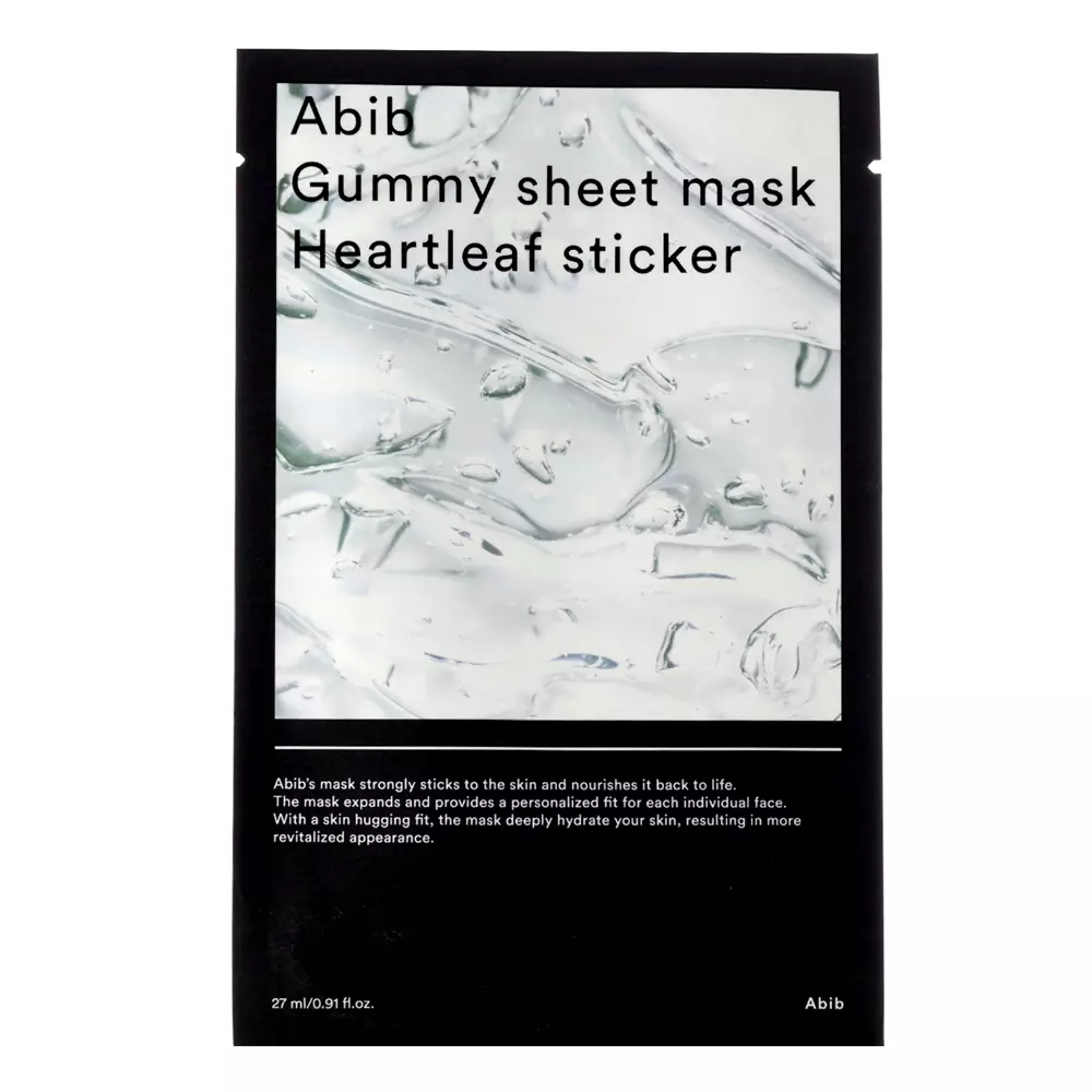 Abib - Gummy Sheet Mask Heartleaf Sticker - Feuchtigkeitsspendende Tuchmaske - 27ml