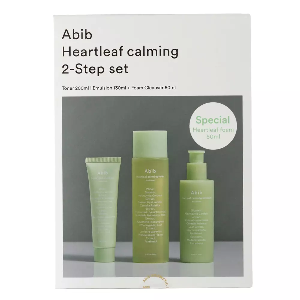 Abib - Heartleaf Calming 2-step Set - Linderndes Set mit Gesichtswasser, Emulsion und Schaum - 200ml+130ml+50ml 