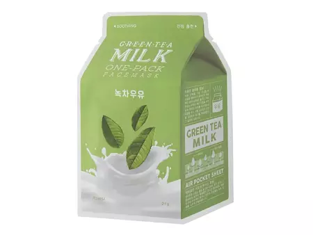 A'pieu - Milk One Pack - Green Tea Milk - Gesichtsmaske mit Grüntee-Extrakt - 21g