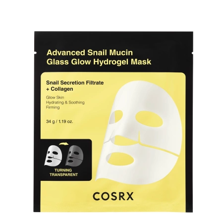 COSRX - Advanced Snail Mucin Glas Glow Hydrogel Maske - Schnecke Mucin Hydrogel Maske Set - 34gx3pcs.