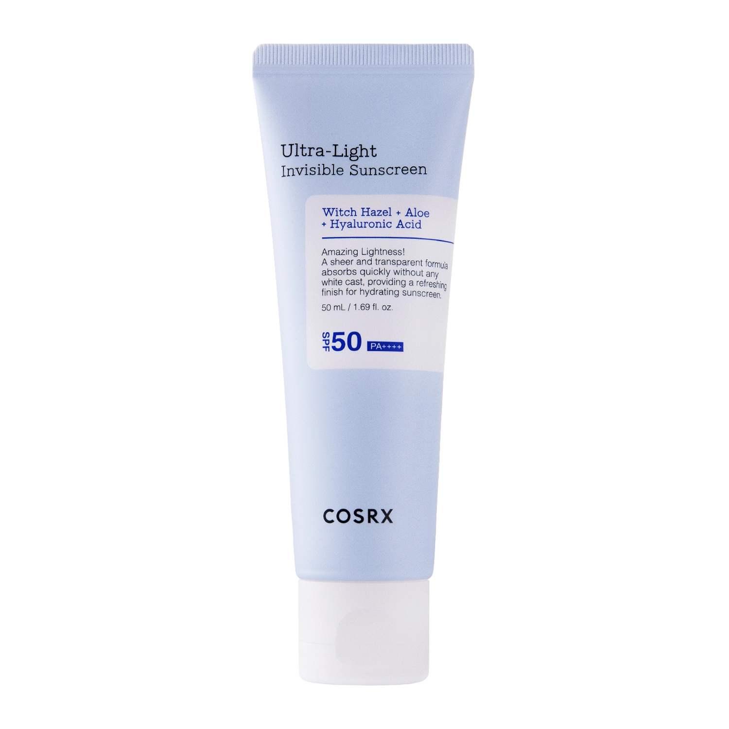 COSRX - Ultra - Light Invisible Sunscreen SPF50+/PA++++ - Leichter, feuchtigkeitsspendender Sonnenschutz - 50ml