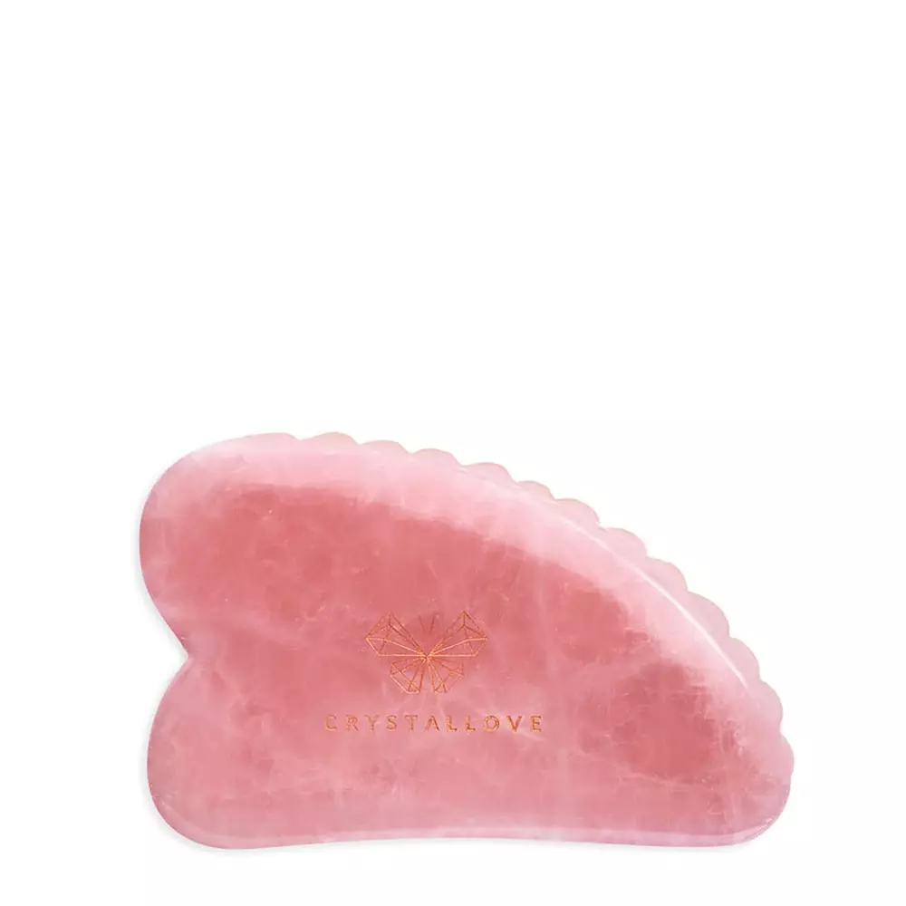 Crystallove - Gua Sha 3D Gesichtsmassageplatte in Rosenquarz