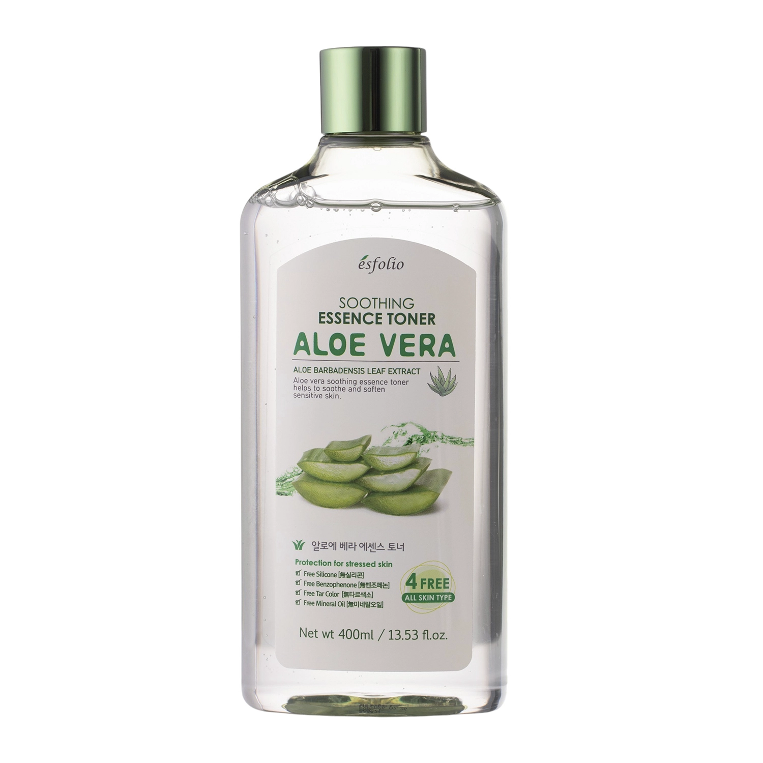 Esfolio - Soothing Essence Toner Aloe Vera - Linderndes Gesichtswasser mit Aloe-Blatt-Extrakt - 400ml