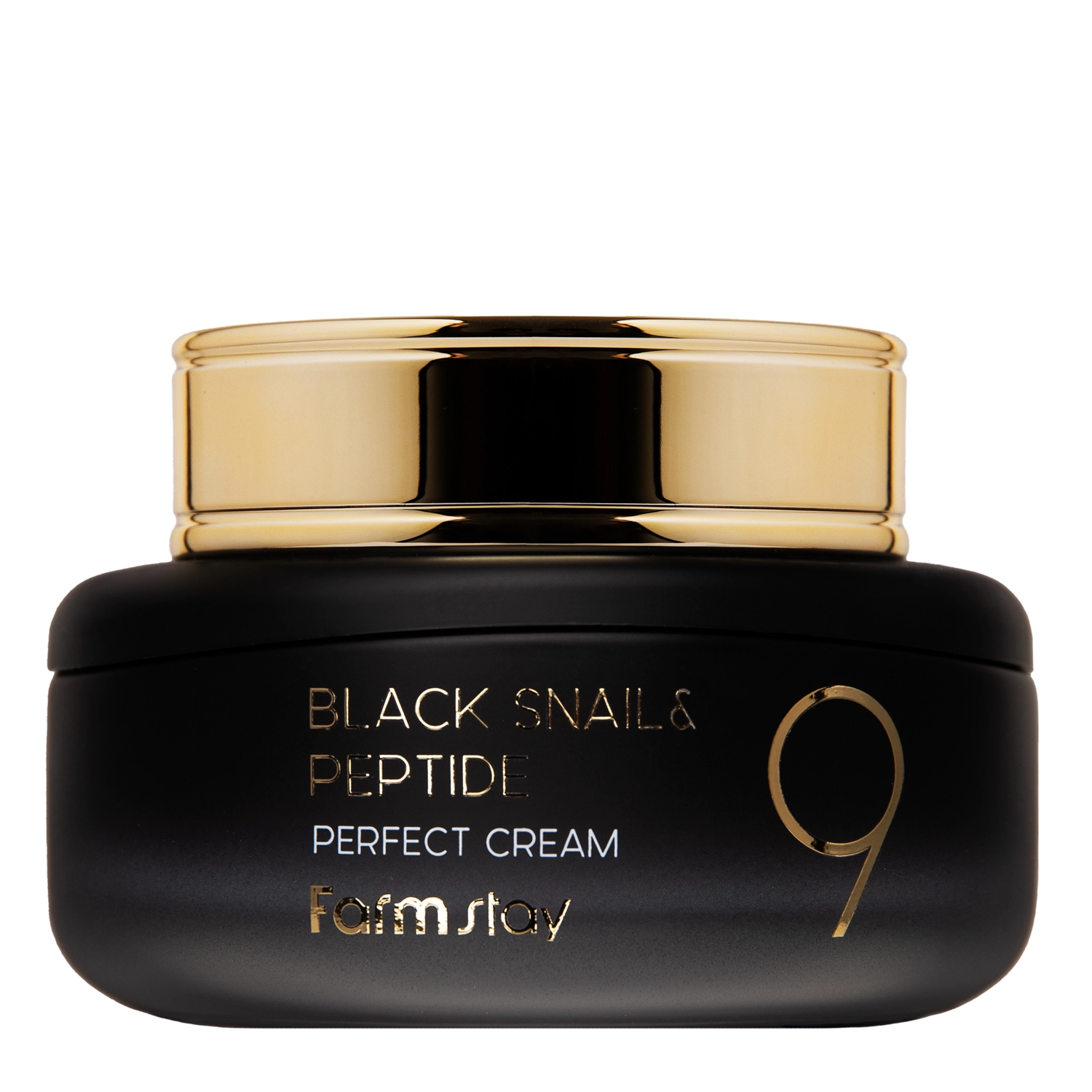 Farmstay - Black Snail & Peptide 9 Perfect Cream - Revitalisierende Gesichtscreme mit Peptiden und Schneckenschleim - 55ml