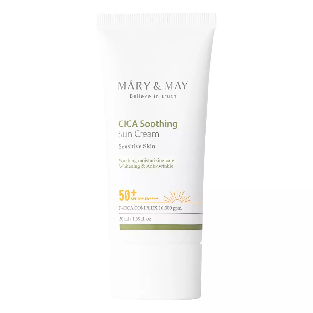 Mary&May - Cica Soothing Sun Cream SPF50 + PA ++++ - Lindernde und feuchtigkeitsspendende Creme mit Sonnenfilter - 50ml