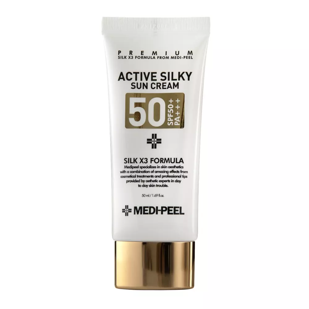 Medi-Peel - Active Silky Sun Cream SPF50+ PA+++ - Anti-Falten Gesichtscreme mit Filter und Peptiden - 50ml