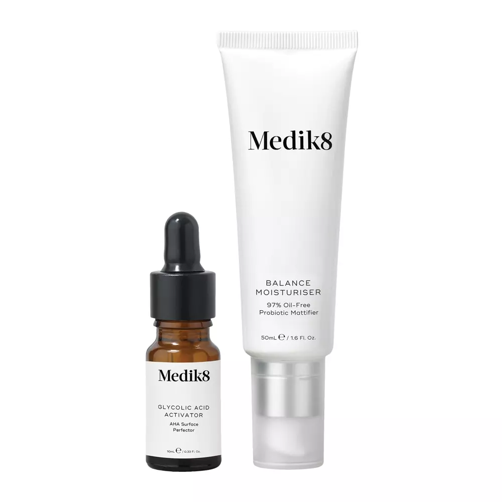 Medik8 - Balance Moisturiser with Glycolic Acid - Probiotische mattierende Creme mit AHA-Säuren - 50+10ml