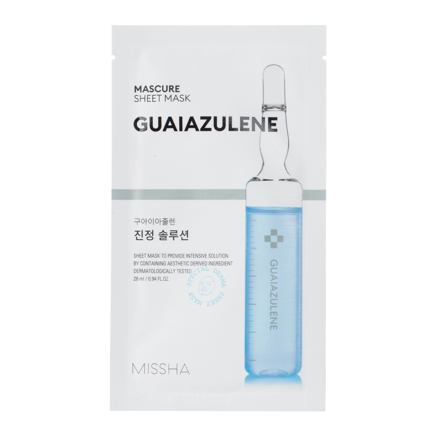 Missha - Mascure Guaiazulene Sheet Mask - Lindernde Gesichtsmaske - 28ml