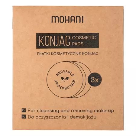 Mohani - Wiederverwendbare pflanzliche Konjac-Kosmetik-Pads - 3 Stück