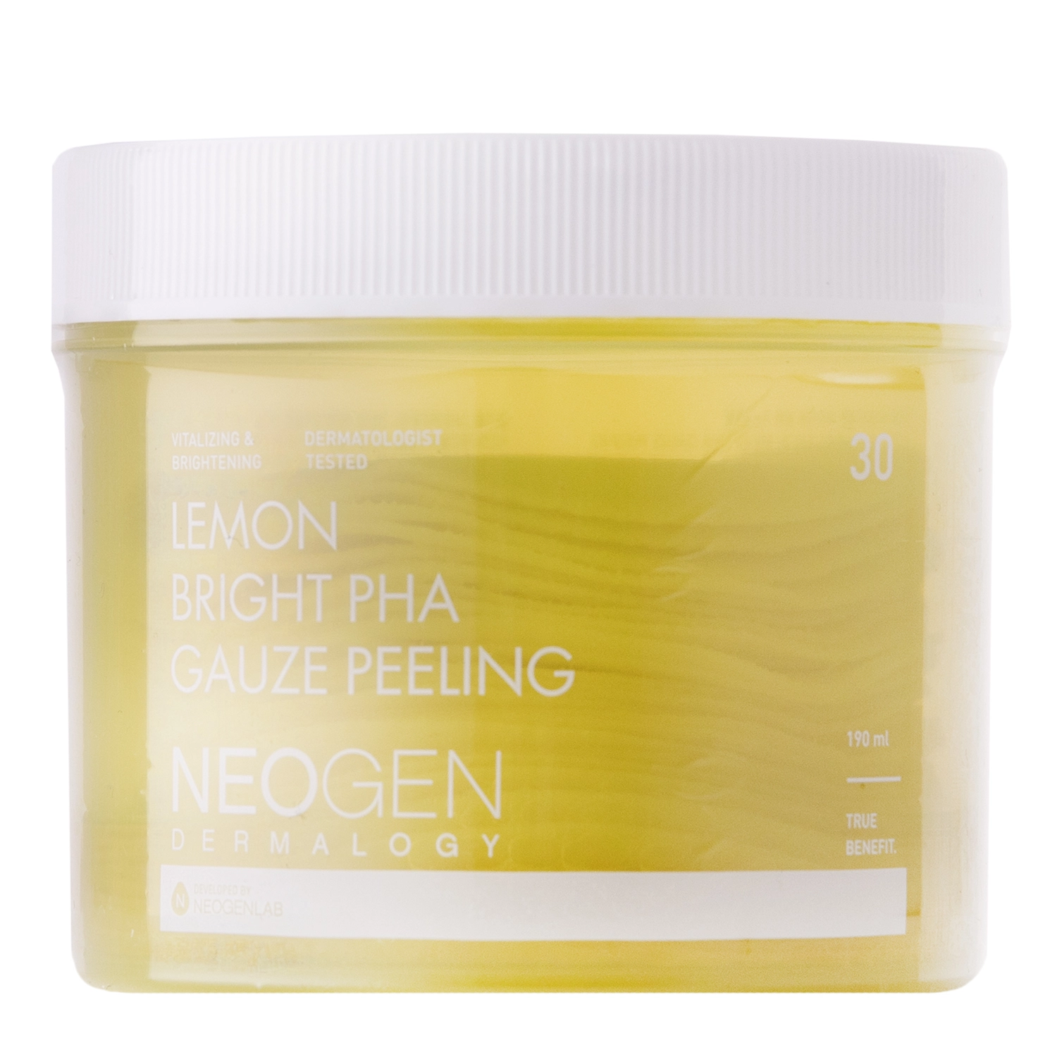 Neogen - Lemon Bright PHA Gaze Peeling - Peelende Gesichtspads mit Säuren und Zitrone - 30pcs/190ml