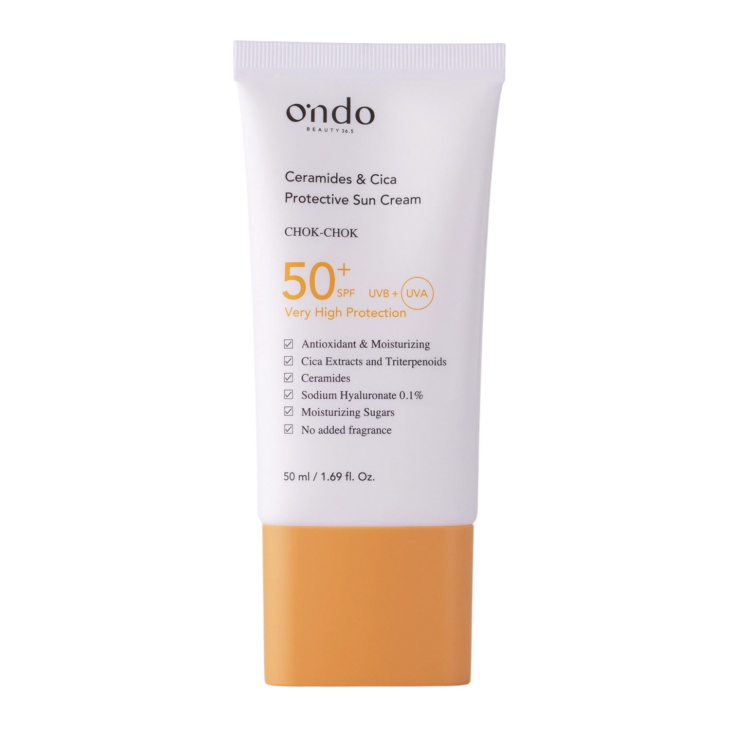 Ondo Beauty 36.5 - Ceramide & Cica Protective Sun Cream SPF 50+ - Lindernde Gesichtscreme mit Filter - 50ml 