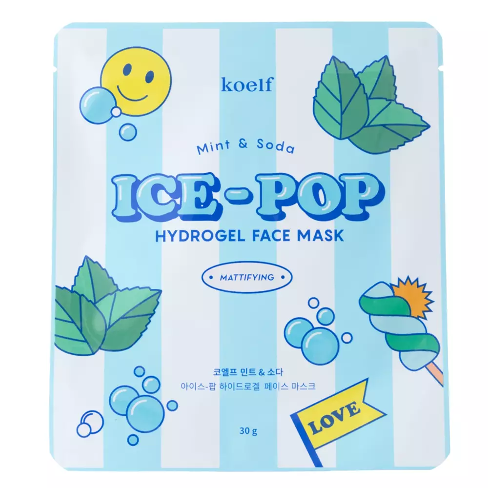 Petitfee - Koelf Minze & Soda ICE-POP Hydrogel Mask - Mattierende Hydrogel Gesi chtsmaske - 30g