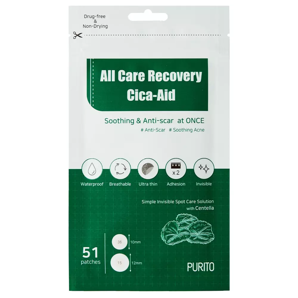 Purito - All Care Recovery Cica-Aid – Cica-Pflaster gegen Hautunreinheiten - 51 Pflaster