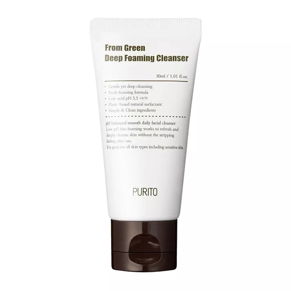 Purito - From Green Deep Foaming Cleanser Mini - Reinigungsschaum mit Centella Asiatica-Extrakt - 30ml