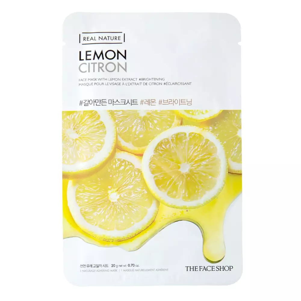 The Face Shop - Natural Mask Lemon - Aufhellende Tuchmaske mit Zitronenextrakt - 20g