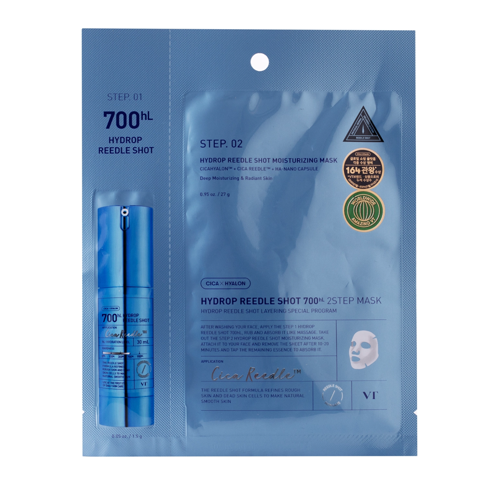 VT Cosmetics - Hydrop Reedle Shot 700hL 2-Step Mask - Feuchtigkeitsspendende Gesichtsmaske - 1Stk/38g