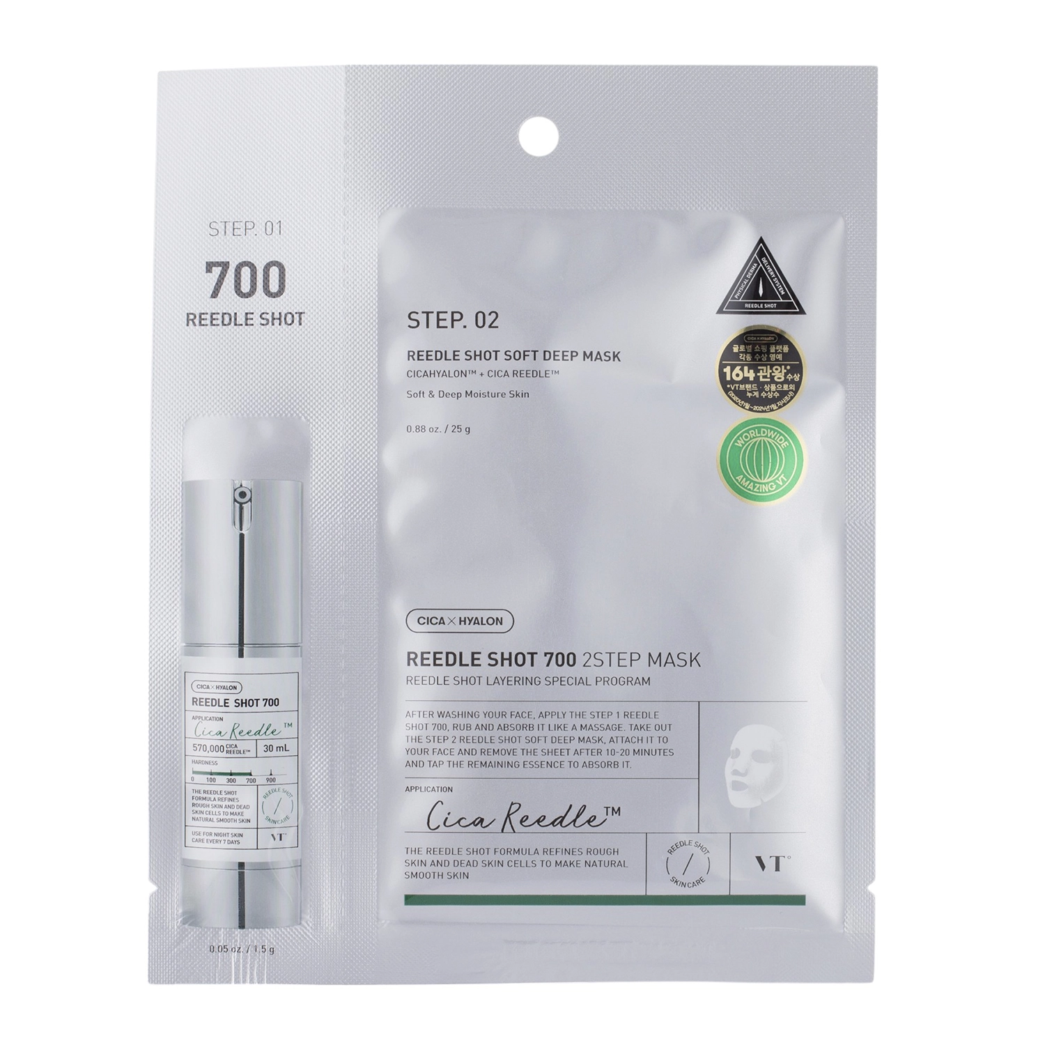 VT Cosmetics - Reedle Shot 700 2Step Mask - Straffende Gesichtsmaske in einem Tuch - 1.5g+25g