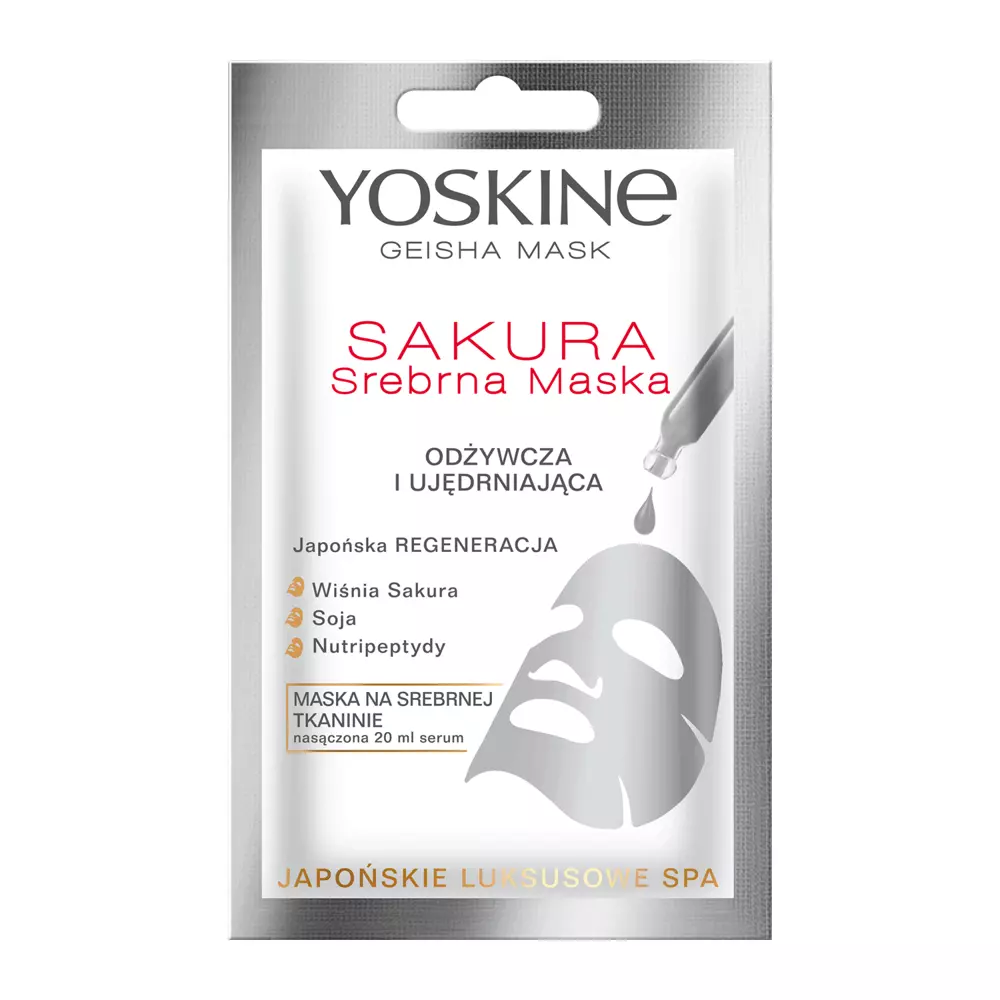 Yoskine - Geisha Mask - Sakura Silber Stoff Maske - 20ml