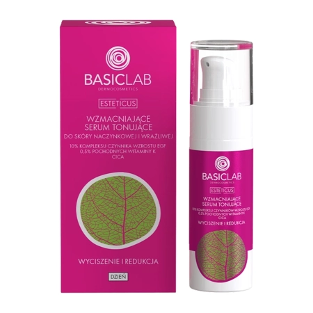 BasicLab - Esteticus - Stärkendes, tonisierendes Serum für vaskuläre und empfindliche Haut 10% EGF-Wachstumsfaktor-Komplex, 0,5% Vitamin-K-Derivate, CICA - 30ml
