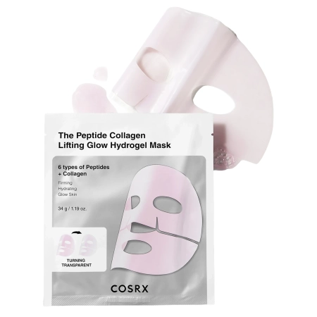 COSRX – Peptide Collagen Glow Hydrogel Mask – Hydrogelmaske mit Peptiden und Kollagen – 34g