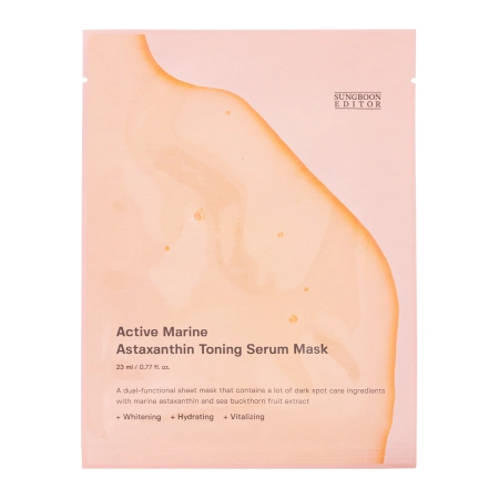 Sungboon Editor - Active Marine Astaxanthin Toning Serum Mask - Aufhellende Gesichtsmaske - 1pc/23ml