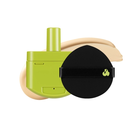 Unleashia - Satin Wear Healthy-Green Cushion - Nachfüllpackung + Schwämmchen - Seidige Foundation in einem Kissen - 21N Eburnean - 15g