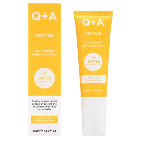 Q+A - Peptide SPF50 Anti-Ageing Facial Sunscreen - Anti-Aging-Sonnenschutzcreme für das Gesicht mit Peptid und SPF 50 - 50 ml