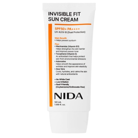 NIDA - Invisible Fit Sun Cream - Gesichtssonnenschutzcreme mit Filter - 50ml
