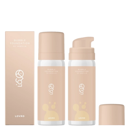 LOVRO – Bubble Foundation – Foundation mit luftiger, strahlender Formel – 02 Vanilla – 50 ml 