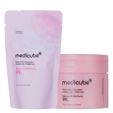Medicube - PDRN Pink Collagen Tonning Gel Toner Pad - Tönende Gel-Toner-Pads mit Kollagen - 70 Stück