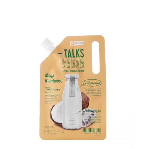Missha - Talks Vegan Squeeze Pocket Sleeping Mask - Mega nahrhaft - Nährende Gesichtsmaske für die Nacht - 10g