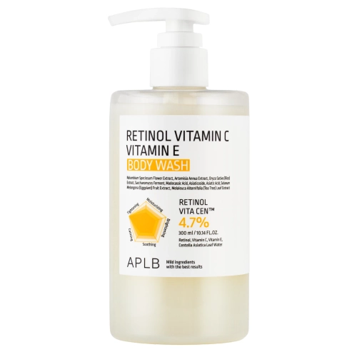 APLB - Retinol Vitamin C Vitamin E Body Wash – Glättendes und Straffendes Duschgel mit Retinol und den Vitaminen C und E – 300ml