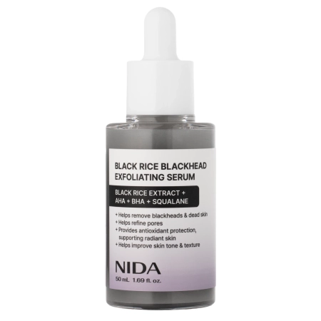 NIDA - Black Rice Blackhead Exfoliating Serum - Peeling-Serum für das Gesicht mit Extrakt aus schwarzem Reis - 50 ml