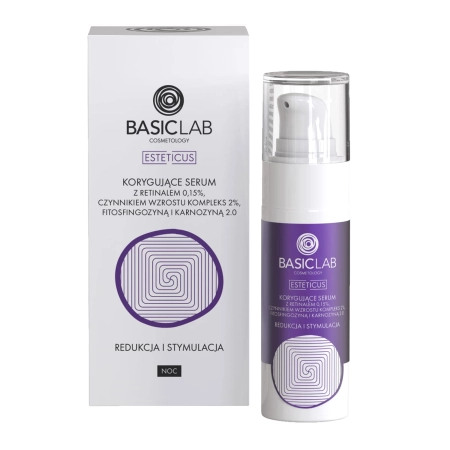 BasicLab - Reduktion und Stimulation - Korrigierendes Serum mit Retinal 0,15%, Wachstumsfaktorkomplex 2%, Phytosphingosin und Carnosin 2,0 - 30ml