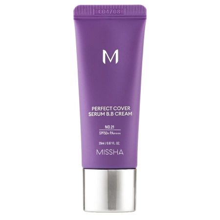 Missha – M Perfect Cover Serum BB Cream SPF50+/PA++++ – Abdeckendes BB Serum mit Sonnenschutz – No.21 Light Beige – 20ml