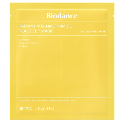 Biodance - Radiant Vita Niacinamide Real Deep Mask - Aufhellende Gesichtsmaske - 1pc/34g