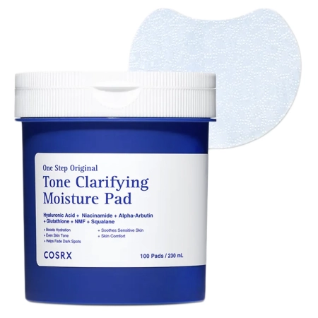 COSRX – One Step Original Tone Clarifying Moisture Pad – Feuchtigkeitsspendende und reinigende Gesichtspads – 230 ml/100 Stück 