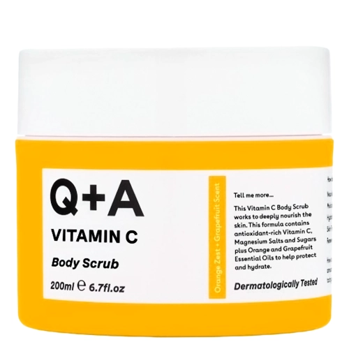 Q+A – Vitamin C Body Scrub – Aufhellendes Körperpeeling mit Vitamin C – 200 ml