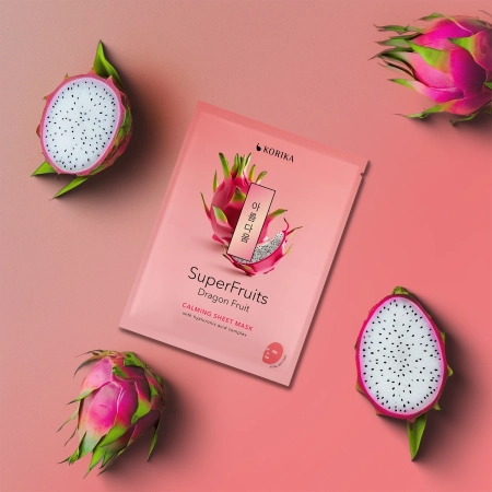 KORIKA - Superfruits Calming Sheet Mask Dragon Fruit – Beruhigende Tuchmaske fürs Gesicht – 1 Stk./25g