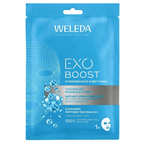 WELEDA - Exo Boost Hydrobounce Sheet Mask - Feuchtigkeitsspendende Tuchmaske mit Hyaluronsäure - 1 Stk/20ml