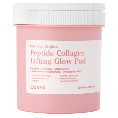 COSRX - One Step Original Peptide Collagen Lifting Glow Pad - Straffende und Aufhellende Gesichtspads mit Peptiden und Kollagen - 300ml/100 Stück