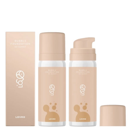 LOVRO – Bubble Foundation – Foundation mit luftiger, strahlender Formel – 04 Sunny – 50 ml 