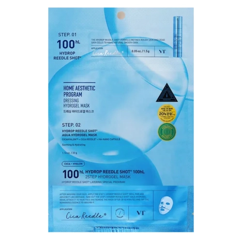 VT Cosmetics - Hydrop Reedle Shot 100hL 2Step Hydrogel Mask - Feuchtigkeitsspendende Hydrogel-Gesichtsmaske - 1,5 g + 33 g