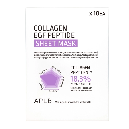 APLB - Collagen EGF Peptide Sheet Mask Set - Set mit feuchtigkeitsspendenden und straffenden Gesichtsmasken - 10x25ml