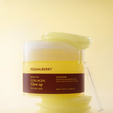 EQQUALBERRY - Collagen Glow Up Gel Toner Pad – Aufhellende Gesichtspads – 60 Stück/140 ml
