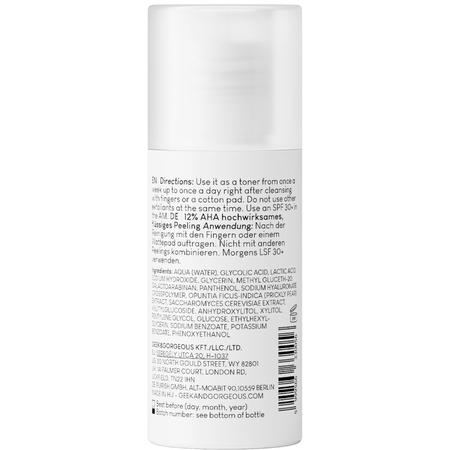 Geek & Gorgeous - Smooth Out - Starkes Peeling mit 12 % Glykol- und Milchsäure - 30 ml