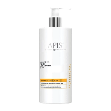 Apis - Adeno C Flash Glow - Aufhellendes Gesichtswasser und Aktivator 2in1 mit Shikimisäure und Lactobionsäure - 500ml