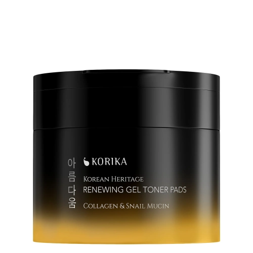 KORIKA - Korean Heritage Collagen & Snail Mucin Renewing Gel Toner Pads – Gel-Gesichts-Pads mit Kollagen und Schneckenmucin – 70 Stück